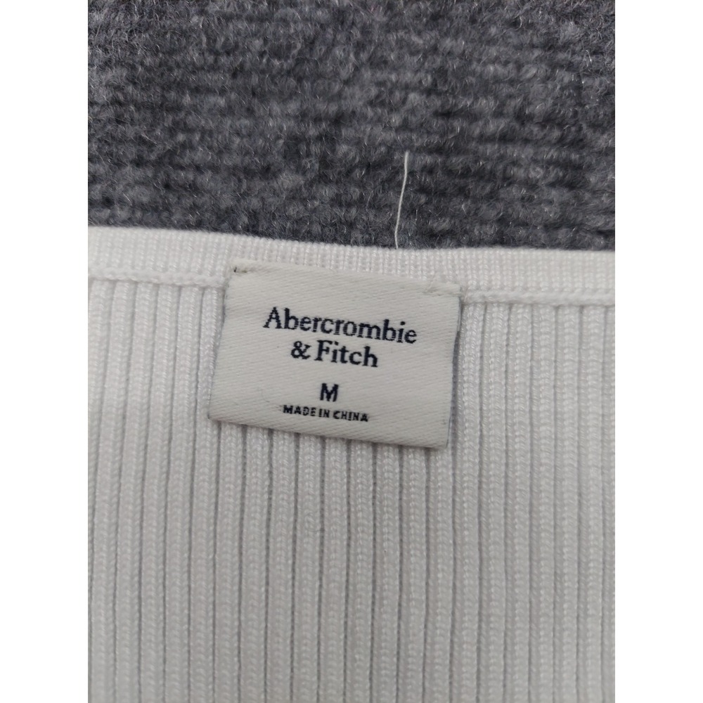 Abercrombie & Fitch Tank Top Women Medium White Spaghetti Strap Ribbed Ruffle - Picture 3 of 9